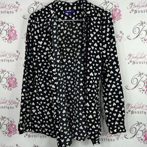 Mexx shirt button down hearts polka dot Black and White Heart Pattern